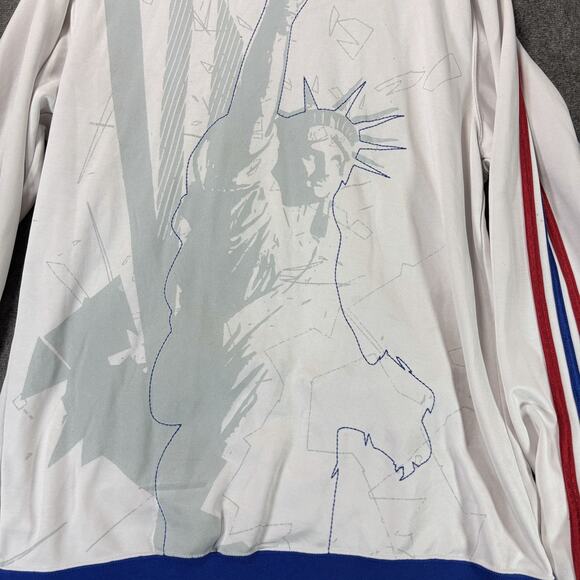 Adidas We Are Basketball Jacket Mens Large White Blue Statue Liberty 12 NBA 2009 - Picture 7 of 11